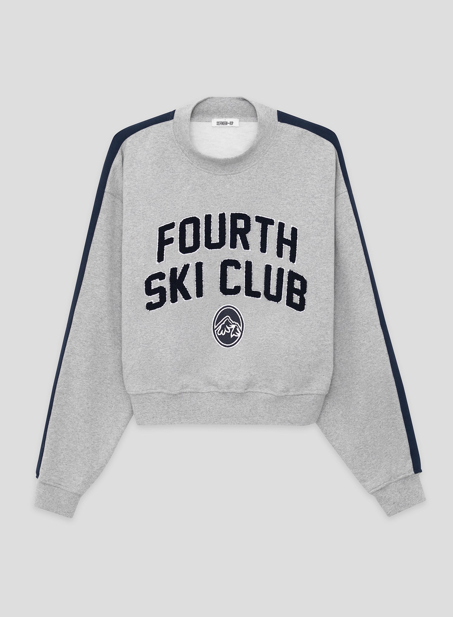 Grey Ski Club Slogan Cropped Sweatshirt